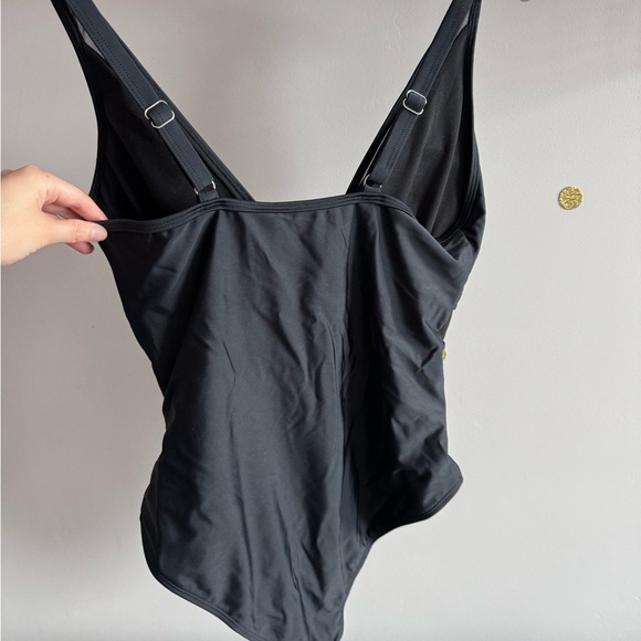 Black One-Piece Swimsuit with Sheer Waist Panel - Picture 8 of 16